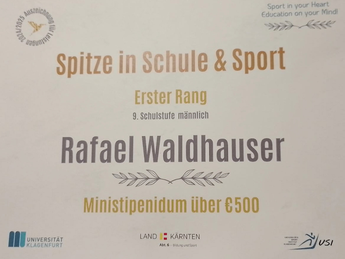 Spitze in Schule & Sport Diplom