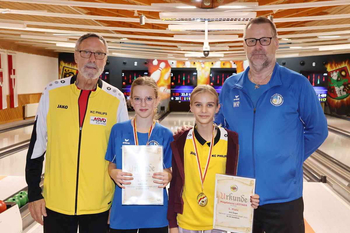 U15 weiblich: Lara Geier musste sich um 2 Kegel Magdalena Leitner geschlagen geben